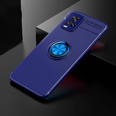 Ultra-thin Silicone Gel Soft Case Cover with Magnetic Finger Ring Stand SD1 for Vivo V20 (2021) Blue