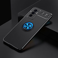 Ultra-thin Silicone Gel Soft Case Cover with Magnetic Finger Ring Stand SD1 for Vivo V23e 5G Blue and Black