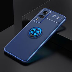 Ultra-thin Silicone Gel Soft Case Cover with Magnetic Finger Ring Stand SD1 for Vivo Y53s 4G Blue