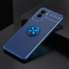 Ultra-thin Silicone Gel Soft Case Cover with Magnetic Finger Ring Stand SD1 for Vivo Y72t Blue