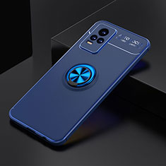 Ultra-thin Silicone Gel Soft Case Cover with Magnetic Finger Ring Stand SD1 for Vivo Y73 (2021) Blue