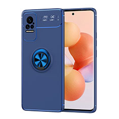 Ultra-thin Silicone Gel Soft Case Cover with Magnetic Finger Ring Stand SD1 for Xiaomi Civi 1S 5G Blue