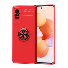 Ultra-thin Silicone Gel Soft Case Cover with Magnetic Finger Ring Stand SD1 for Xiaomi Civi 1S 5G Red