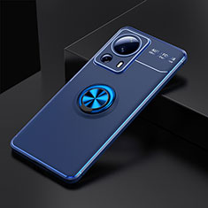 Ultra-thin Silicone Gel Soft Case Cover with Magnetic Finger Ring Stand SD1 for Xiaomi Civi 2 5G Blue