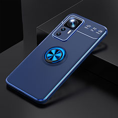 Ultra-thin Silicone Gel Soft Case Cover with Magnetic Finger Ring Stand SD1 for Xiaomi Mi 12T 5G Blue