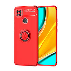 Ultra-thin Silicone Gel Soft Case Cover with Magnetic Finger Ring Stand SD1 for Xiaomi POCO C3 Red