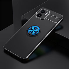 Ultra-thin Silicone Gel Soft Case Cover with Magnetic Finger Ring Stand SD1 for Xiaomi Poco C50 Blue and Black