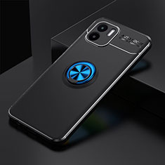 Ultra-thin Silicone Gel Soft Case Cover with Magnetic Finger Ring Stand SD1 for Xiaomi Poco C51 Blue and Black