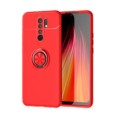 Ultra-thin Silicone Gel Soft Case Cover with Magnetic Finger Ring Stand SD1 for Xiaomi Poco M2 Red