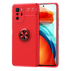Ultra-thin Silicone Gel Soft Case Cover with Magnetic Finger Ring Stand SD1 for Xiaomi Poco X3 GT 5G Red