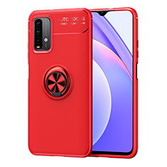 Ultra-thin Silicone Gel Soft Case Cover with Magnetic Finger Ring Stand SD1 for Xiaomi Redmi 9 Power Red