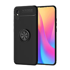 Ultra-thin Silicone Gel Soft Case Cover with Magnetic Finger Ring Stand SD1 for Xiaomi Redmi 9A Black