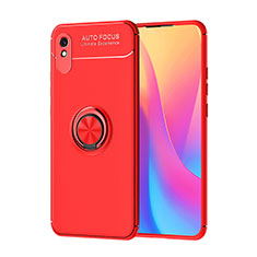 Ultra-thin Silicone Gel Soft Case Cover with Magnetic Finger Ring Stand SD1 for Xiaomi Redmi 9i Red