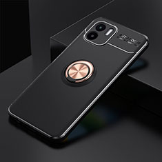 Ultra-thin Silicone Gel Soft Case Cover with Magnetic Finger Ring Stand SD1 for Xiaomi Redmi A1 Gold and Black