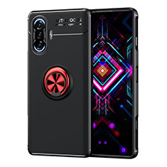 Ultra-thin Silicone Gel Soft Case Cover with Magnetic Finger Ring Stand SD1 for Xiaomi Redmi K40 Gaming 5G Red and Black