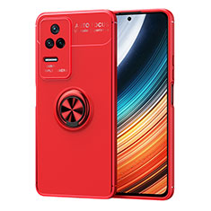 Ultra-thin Silicone Gel Soft Case Cover with Magnetic Finger Ring Stand SD1 for Xiaomi Redmi K40S 5G Red