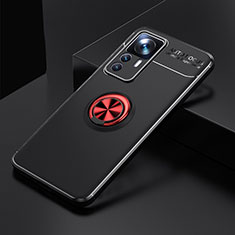 Ultra-thin Silicone Gel Soft Case Cover with Magnetic Finger Ring Stand SD1 for Xiaomi Redmi K50 Ultra 5G Red and Black