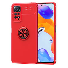 Ultra-thin Silicone Gel Soft Case Cover with Magnetic Finger Ring Stand SD1 for Xiaomi Redmi Note 11 Pro 4G Red