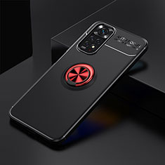 Ultra-thin Silicone Gel Soft Case Cover with Magnetic Finger Ring Stand SD1 for Xiaomi Redmi Note 11S 4G Red and Black