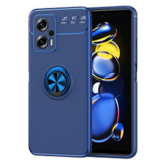 Ultra-thin Silicone Gel Soft Case Cover with Magnetic Finger Ring Stand SD1 for Xiaomi Redmi Note 11T Pro 5G Blue