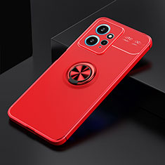 Ultra-thin Silicone Gel Soft Case Cover with Magnetic Finger Ring Stand SD1 for Xiaomi Redmi Note 12 4G Red