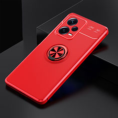 Ultra-thin Silicone Gel Soft Case Cover with Magnetic Finger Ring Stand SD1 for Xiaomi Redmi Note 12 Explorer Red