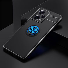 Ultra-thin Silicone Gel Soft Case Cover with Magnetic Finger Ring Stand SD1 for Xiaomi Redmi Note 12 Pro+ Plus 5G Blue and Black