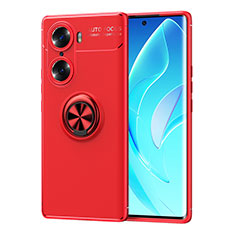 Ultra-thin Silicone Gel Soft Case Cover with Magnetic Finger Ring Stand SD2 for Huawei Honor 60 Pro 5G Red