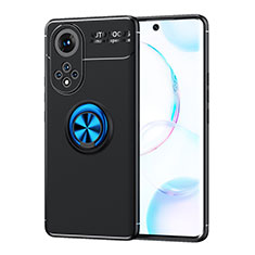 Ultra-thin Silicone Gel Soft Case Cover with Magnetic Finger Ring Stand SD2 for Huawei Nova 9 Blue and Black