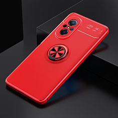 Ultra-thin Silicone Gel Soft Case Cover with Magnetic Finger Ring Stand SD2 for Huawei Nova 9 SE Red