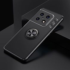 Ultra-thin Silicone Gel Soft Case Cover with Magnetic Finger Ring Stand SD2 for OnePlus 10 Pro 5G Black