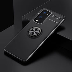 Ultra-thin Silicone Gel Soft Case Cover with Magnetic Finger Ring Stand SD2 for OnePlus 9 Pro 5G Black