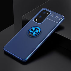 Ultra-thin Silicone Gel Soft Case Cover with Magnetic Finger Ring Stand SD2 for OnePlus 9 Pro 5G Blue