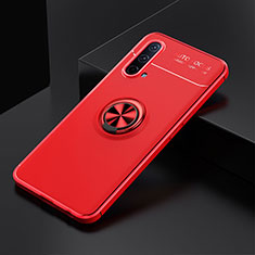 Ultra-thin Silicone Gel Soft Case Cover with Magnetic Finger Ring Stand SD2 for OnePlus Nord CE 5G Red