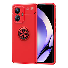 Ultra-thin Silicone Gel Soft Case Cover with Magnetic Finger Ring Stand SD2 for Realme 10 Pro+ Plus 5G Red