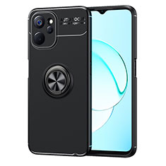 Ultra-thin Silicone Gel Soft Case Cover with Magnetic Finger Ring Stand SD2 for Realme 10T 5G Black