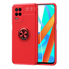 Ultra-thin Silicone Gel Soft Case Cover with Magnetic Finger Ring Stand SD2 for Realme 8 5G Red