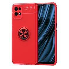 Ultra-thin Silicone Gel Soft Case Cover with Magnetic Finger Ring Stand SD2 for Realme 8i Red