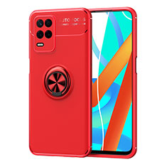 Ultra-thin Silicone Gel Soft Case Cover with Magnetic Finger Ring Stand SD2 for Realme 8s 5G Red