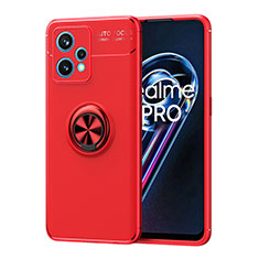 Ultra-thin Silicone Gel Soft Case Cover with Magnetic Finger Ring Stand SD2 for Realme 9 5G Red