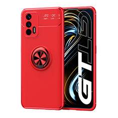 Ultra-thin Silicone Gel Soft Case Cover with Magnetic Finger Ring Stand SD2 for Realme GT 5G Red