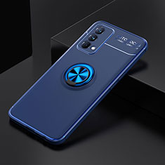 Ultra-thin Silicone Gel Soft Case Cover with Magnetic Finger Ring Stand SD2 for Realme GT Master 5G Blue