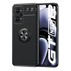 Ultra-thin Silicone Gel Soft Case Cover with Magnetic Finger Ring Stand SD2 for Realme GT Neo 3T 5G Black