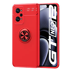 Ultra-thin Silicone Gel Soft Case Cover with Magnetic Finger Ring Stand SD2 for Realme GT Neo 3T 5G Red