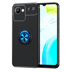 Ultra-thin Silicone Gel Soft Case Cover with Magnetic Finger Ring Stand SD2 for Realme Narzo 50i Prime Blue and Black