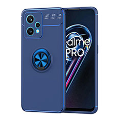 Ultra-thin Silicone Gel Soft Case Cover with Magnetic Finger Ring Stand SD2 for Realme Q5 5G Blue