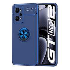 Ultra-thin Silicone Gel Soft Case Cover with Magnetic Finger Ring Stand SD2 for Realme Q5 Pro 5G Blue