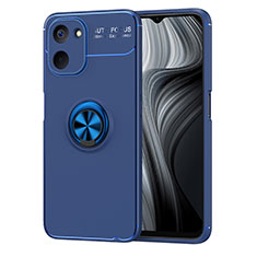 Ultra-thin Silicone Gel Soft Case Cover with Magnetic Finger Ring Stand SD2 for Realme V30 5G Blue