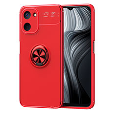 Ultra-thin Silicone Gel Soft Case Cover with Magnetic Finger Ring Stand SD2 for Realme V30t 5G Red