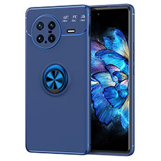 Ultra-thin Silicone Gel Soft Case Cover with Magnetic Finger Ring Stand SD2 for Vivo X Note Blue